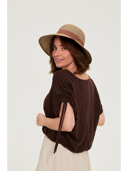 Moodo Slaměný klobouk hnědý Moodo