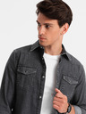 Ombre Clothing Černá pánská džínová košile Ombre Clothing