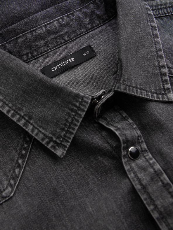 Ombre Clothing Černá pánská džínová košile Ombre Clothing
