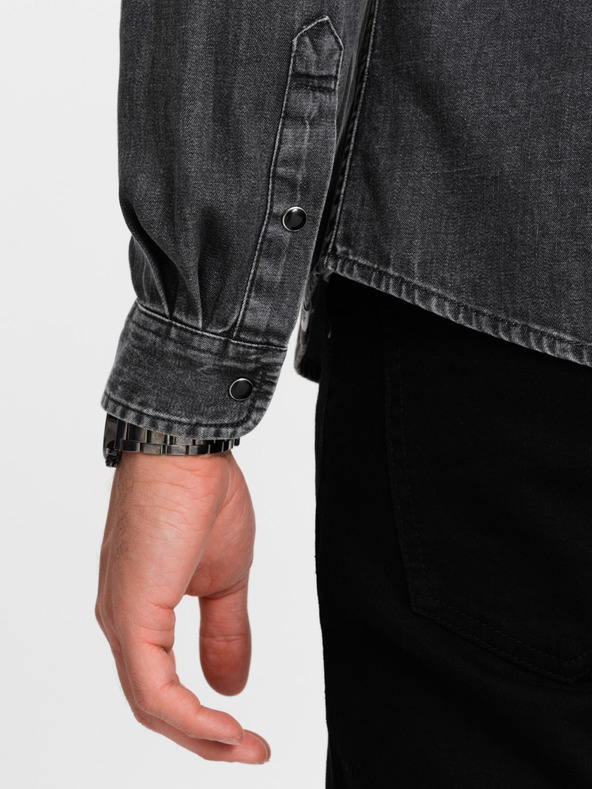 Ombre Clothing Černá pánská džínová košile Ombre Clothing