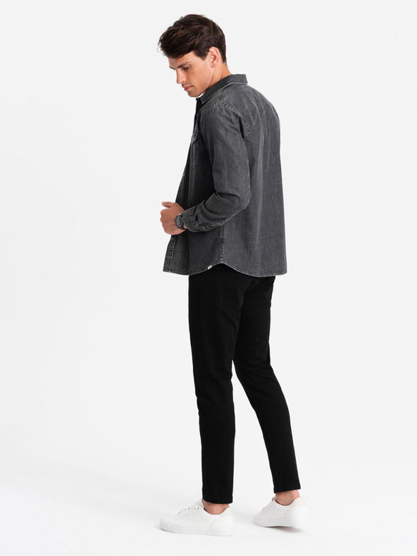 Ombre Clothing Černá pánská džínová košile Ombre Clothing