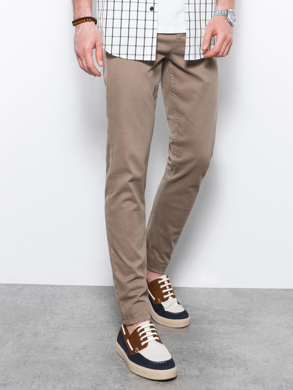 Ombre Clothing Béžové pánské chino kalhoty Ombre Clothing P1059