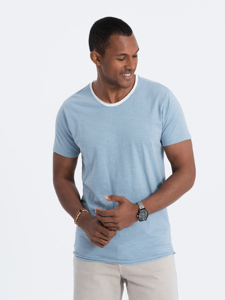 Ombre Clothing Modré pánské tričko Ombre Clothing