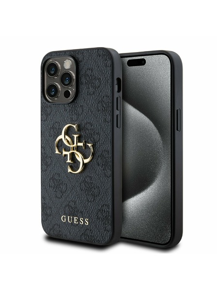 Guess Guess PU 4G Metal Logo Zadní Kryt pro iPhone 14 Pro Max Grey