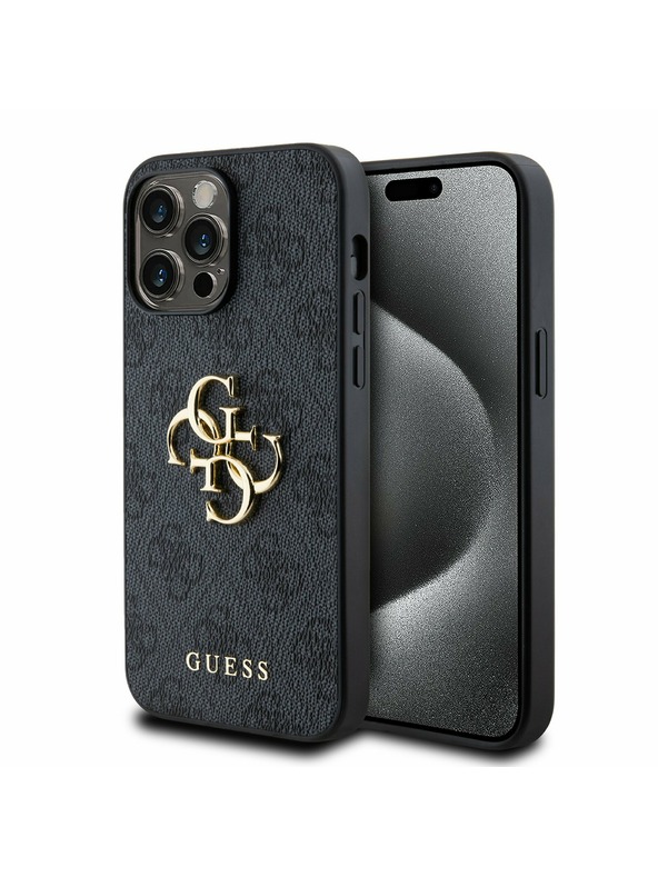 Guess Guess PU 4G Metal Logo Zadní Kryt pro iPhone 14 Pro Max Grey