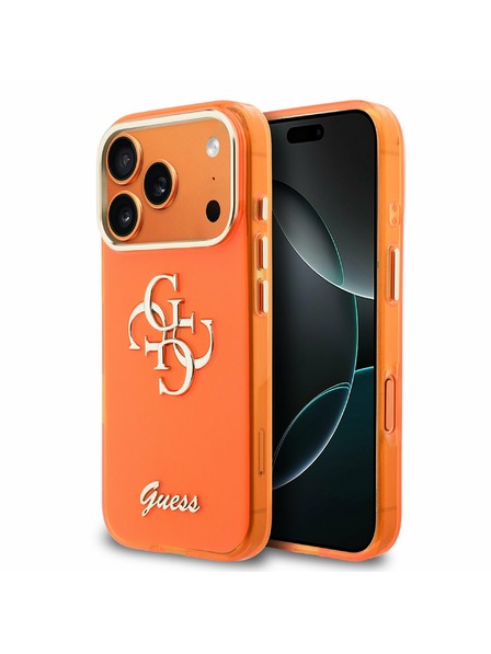 Guess Guess IML 4G Script Metal Logo Zadní Kryt pro iPhone 17 Pro Max Orange