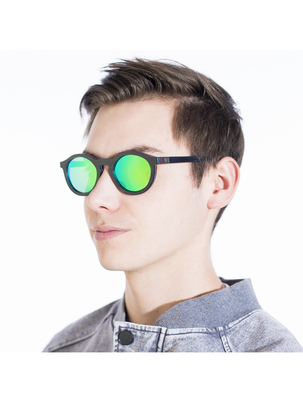 VEYREY VeyRey Sluneční brýle dřevěné polarizační oválné Hornbeam černá skla