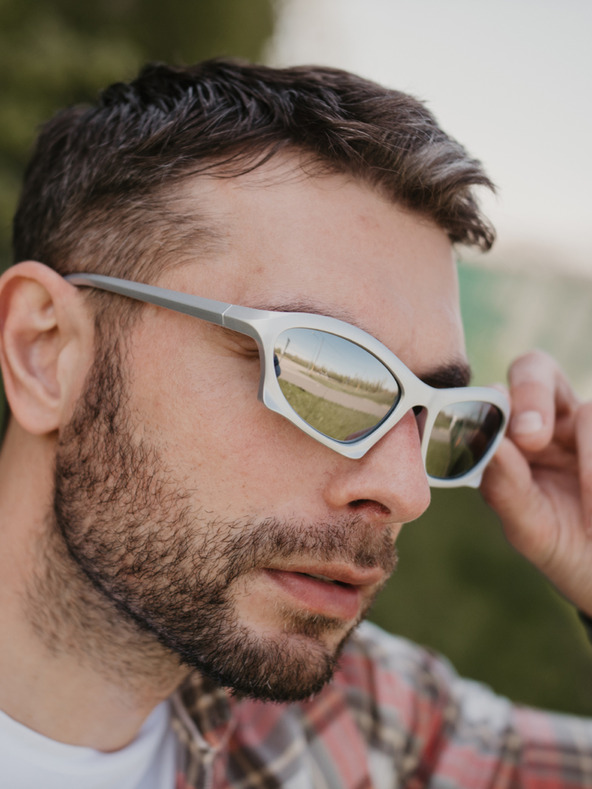 VEYREY Bílé unisex sluneční brýle VeyRey Narel