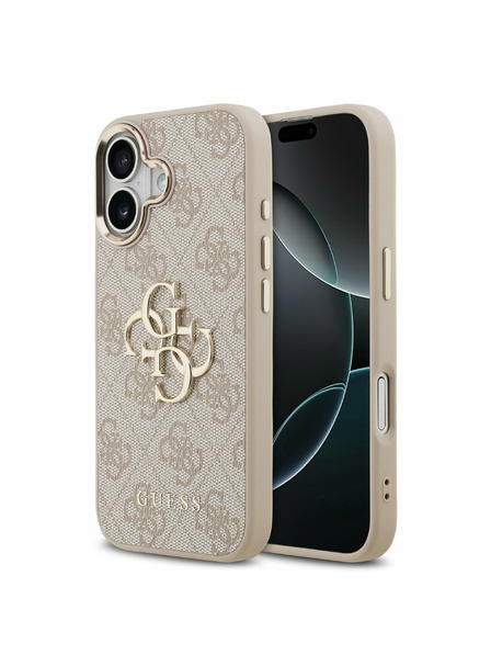 Guess Guess PU Leather 4G Metal Logo Gold Frame Zadní Kryt pro iPhone 17 Pink