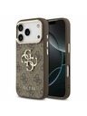 Guess Guess PU Leather 4G Metal Logo Gold Frame Zadní Kryt pro iPhone 17 Pro Brown