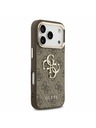 Guess Guess PU Leather 4G Metal Logo Gold Frame Zadní Kryt pro iPhone 17 Pro Brown