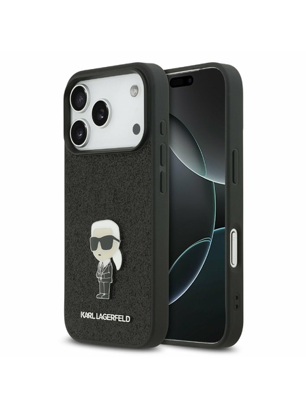 Karl Lagerfeld Karl Lagerfeld Fixed Glitter Metal Ikonik Zadní Kryt pro iPhone 17 Pro Black