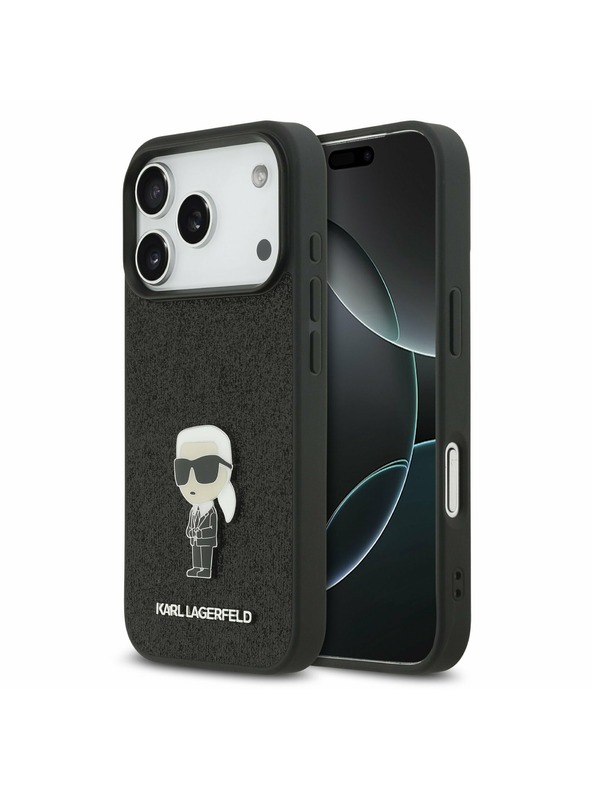 Karl Lagerfeld Karl Lagerfeld Fixed Glitter Metal Ikonik Zadní Kryt pro iPhone 17 Pro Black