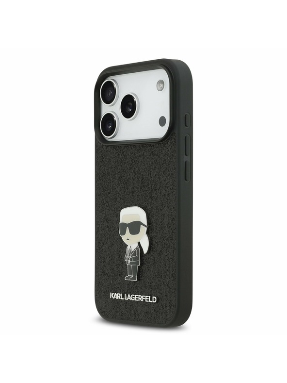 Karl Lagerfeld Karl Lagerfeld Fixed Glitter Metal Ikonik Zadní Kryt pro iPhone 17 Pro Black
