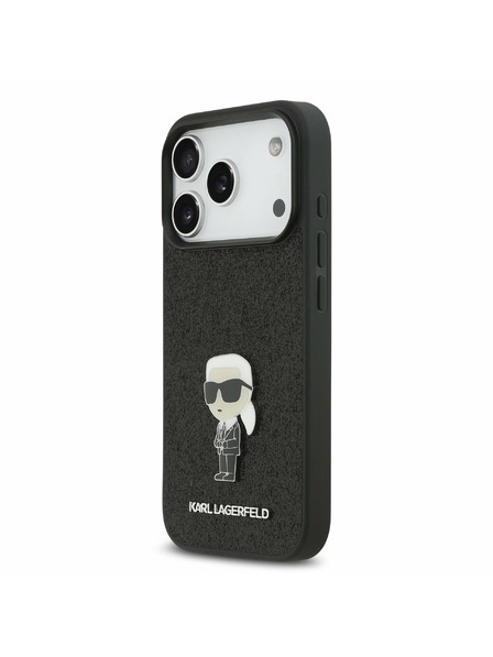 Karl Lagerfeld Karl Lagerfeld Fixed Glitter Metal Ikonik Zadní Kryt pro iPhone 17 Pro Black