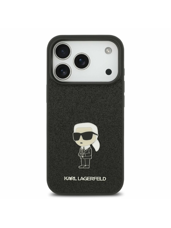 Karl Lagerfeld Karl Lagerfeld Fixed Glitter Metal Ikonik Zadní Kryt pro iPhone 17 Pro Black
