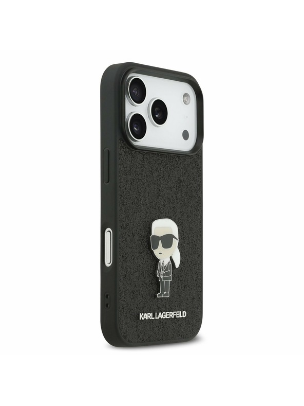 Karl Lagerfeld Karl Lagerfeld Fixed Glitter Metal Ikonik Zadní Kryt pro iPhone 17 Pro Black