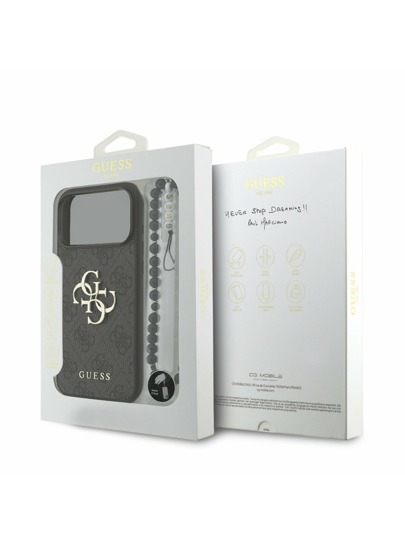 Guess Guess PU 4G Metal Logo Strap Zadní Kryt pro iPhone 17 Pro Max Black