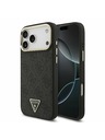 Guess Guess PU Leather 4G Strass Triangle Logo Gold Frame MagSafe Zadní Kryt pro iPhone 17 Pro Max Black