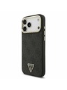 Guess Guess PU Leather 4G Strass Triangle Logo Gold Frame MagSafe Zadní Kryt pro iPhone 17 Pro Max Black
