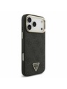 Guess Guess PU Leather 4G Strass Triangle Logo Gold Frame MagSafe Zadní Kryt pro iPhone 17 Pro Max Black