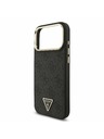Guess Guess PU Leather 4G Strass Triangle Logo Gold Frame MagSafe Zadní Kryt pro iPhone 17 Pro Max Black
