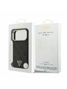 Guess Guess PU Leather 4G Strass Triangle Logo Gold Frame MagSafe Zadní Kryt pro iPhone 17 Pro Max Black