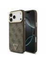 Guess Guess PU Leather 4G Strass Triangle Logo Gold Frame MagSafe Zadní Kryt pro iPhone 17 Pro Max Brown