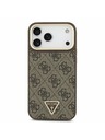 Guess Guess PU Leather 4G Strass Triangle Logo Gold Frame MagSafe Zadní Kryt pro iPhone 17 Pro Max Brown