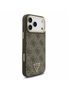 Guess Guess PU Leather 4G Strass Triangle Logo Gold Frame MagSafe Zadní Kryt pro iPhone 17 Pro Max Brown
