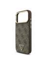 Guess Guess PU Leather 4G Strass Triangle Logo Gold Frame MagSafe Zadní Kryt pro iPhone 17 Pro Max Brown