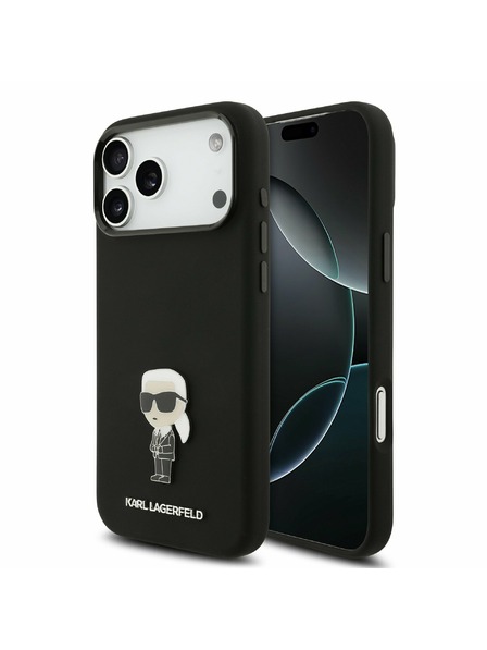 Karl Lagerfeld Karl Lagerfeld Liquid Silicone Metal Ikonik Zadní Kryt pro iPhone 17 Pro Max Black
