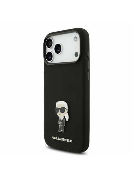 Karl Lagerfeld Karl Lagerfeld Liquid Silicone Metal Ikonik Zadní Kryt pro iPhone 17 Pro Max Black