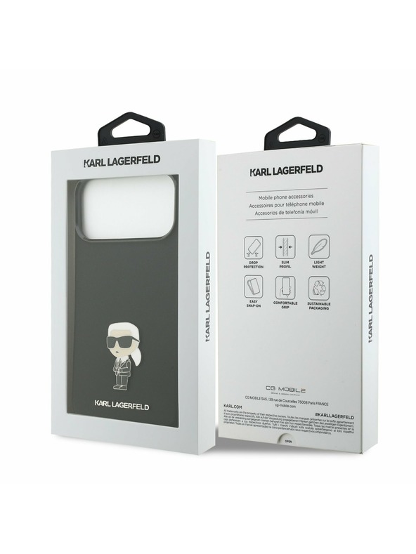 Karl Lagerfeld Karl Lagerfeld Liquid Silicone Metal Ikonik Zadní Kryt pro iPhone 17 Pro Max Black