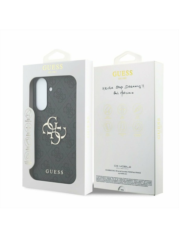 Guess Guess PU 4G Metal Logo Zadní Kryt pro Samsung Galaxy A37 Grey