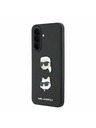 Karl Lagerfeld Karl Lagerfeld Liquid Silicone Metal Karl and Choupette Zadní Kryt pro Samsung Galaxy A37 Black
