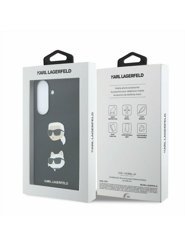 Karl Lagerfeld Karl Lagerfeld Liquid Silicone Metal Karl and Choupette Zadní Kryt pro Samsung Galaxy A37 Black