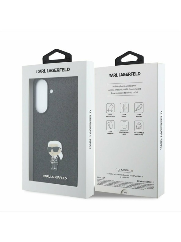 Karl Lagerfeld Karl Lagerfeld Fixed Glitter Metal Ikonik Zadní Kryt pro Samsung Galaxy A57 Black