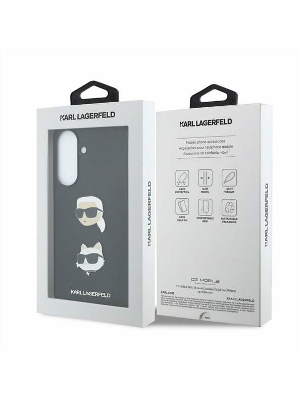 Karl Lagerfeld Karl Lagerfeld Liquid Silicone Metal Karl and Choupette Zadní Kryt pro Samsung Galaxy A57 Black