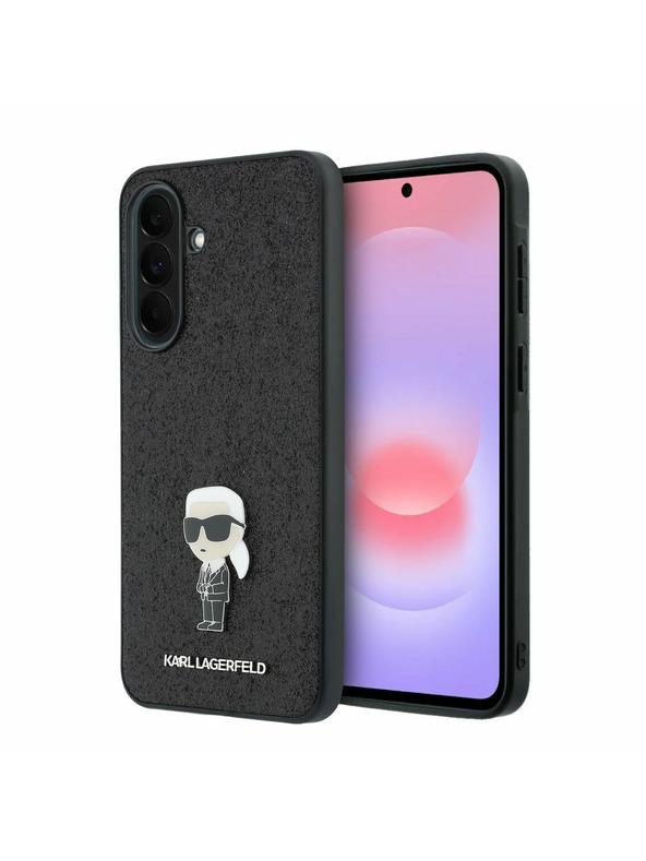 Karl Lagerfeld Karl Lagerfeld Fixed Glitter Metal Ikonik Zadní Kryt pro Samsung Galaxy A37 Black