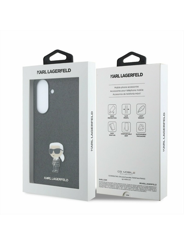 Karl Lagerfeld Karl Lagerfeld Fixed Glitter Metal Ikonik Zadní Kryt pro Samsung Galaxy A37 Black