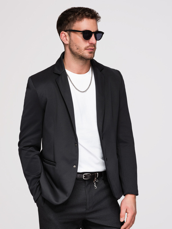 Ombre Clothing Pánská bunda s kapucí a dračí aplikací na zádech - černá V1 OM-BLZB-0165 Ombre Clothing