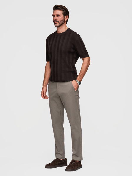 Ombre Clothing Pánské chino kalhoty REGULAR FIT s jemnou strukturou - šedé V1 P1518 Ombre Clothing