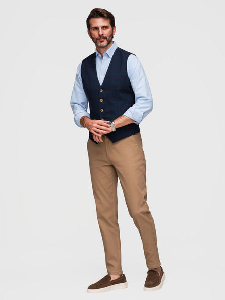 Ombre Clothing Pánské chino kalhoty SLIM FIT - světle hnědé V2 P1524 Ombre Clothing