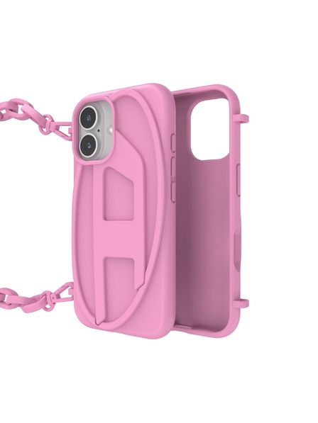 Diesel Diesel kryt pro iPhone 16 s řetízkem Oval D růžový 60175
