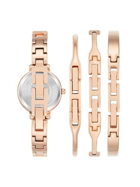 Anne Klein Růžovozlatá dámská souprava hodinek a šperků Anne Klein