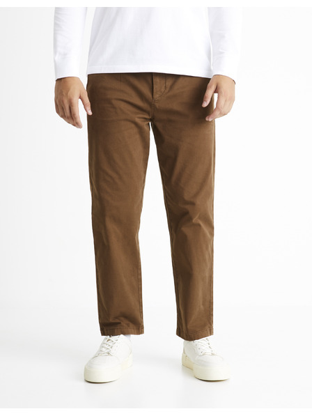 Celio Hnědé pánské kalhoty Celio Cochicrop