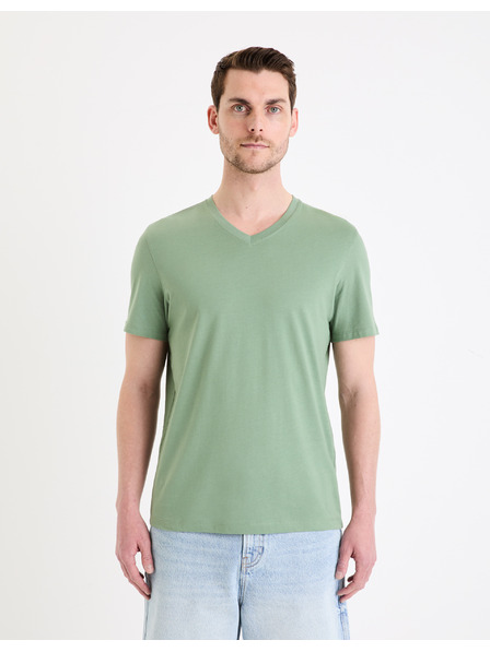 Celio Světle zelené pánské basic tričko Celio Debasev