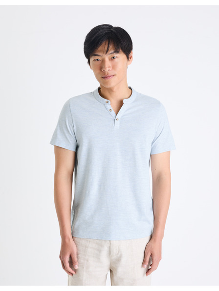 Celio Světle modré pánské tričko Celio henley Cegeti