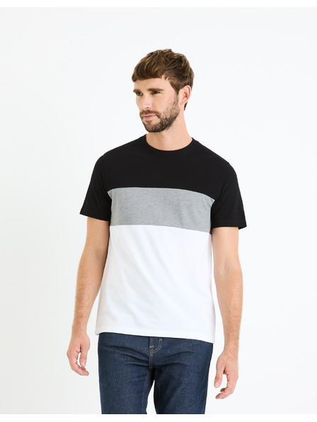 Celio Bílo-černé pánské tričko Celio Febloc